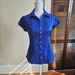 Retro Banana Republic Royal Blue Button-Down Short Sleeve Shirt - Runs Small!